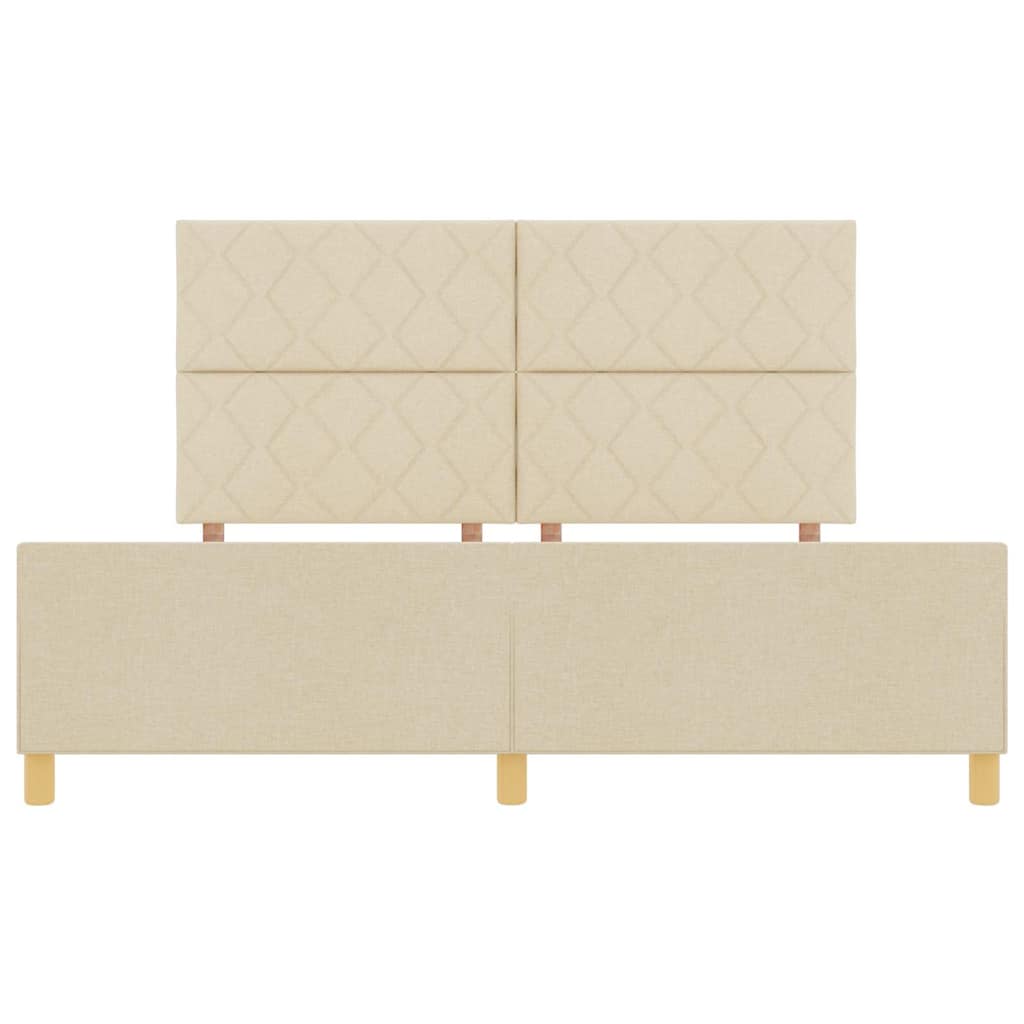 Bed Frame with Headboard Cream 180 X 200 Cm Fabric