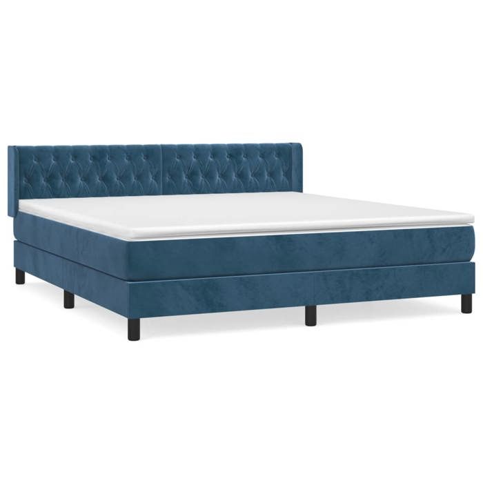 Maison Exclusive - Sommier à lattes de lit et matelas Bleu foncé 160x200cm Velours