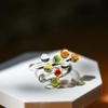 1pc Handcrafted Rainbow Glass Dewdrop Ring Colorful Ball Ring Couple's Personalized High-end Round Ring Women Party Jewelry