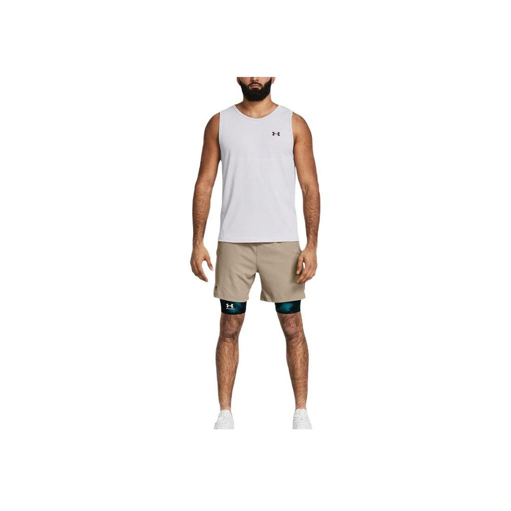 Under Armour UA Vanish Color Block Logo Comfortable Breathable Quick Dry Casual Shorts Men shorts Khaki 1373718-203