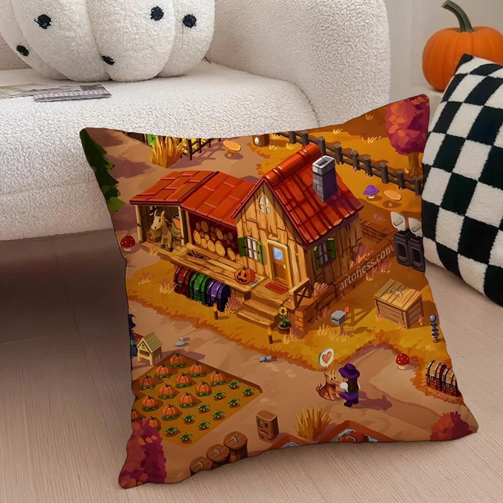Stardew Valley Pillow Game Character Cushion Cover Throw Pillow Cover Hidden Button Durable Polyester Chair Cushion
