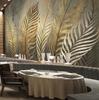 European Style 3d Murals Creative Retro Golden Leaf Wallpaper Restaurant Cafe Background Wall Paper Home Decor