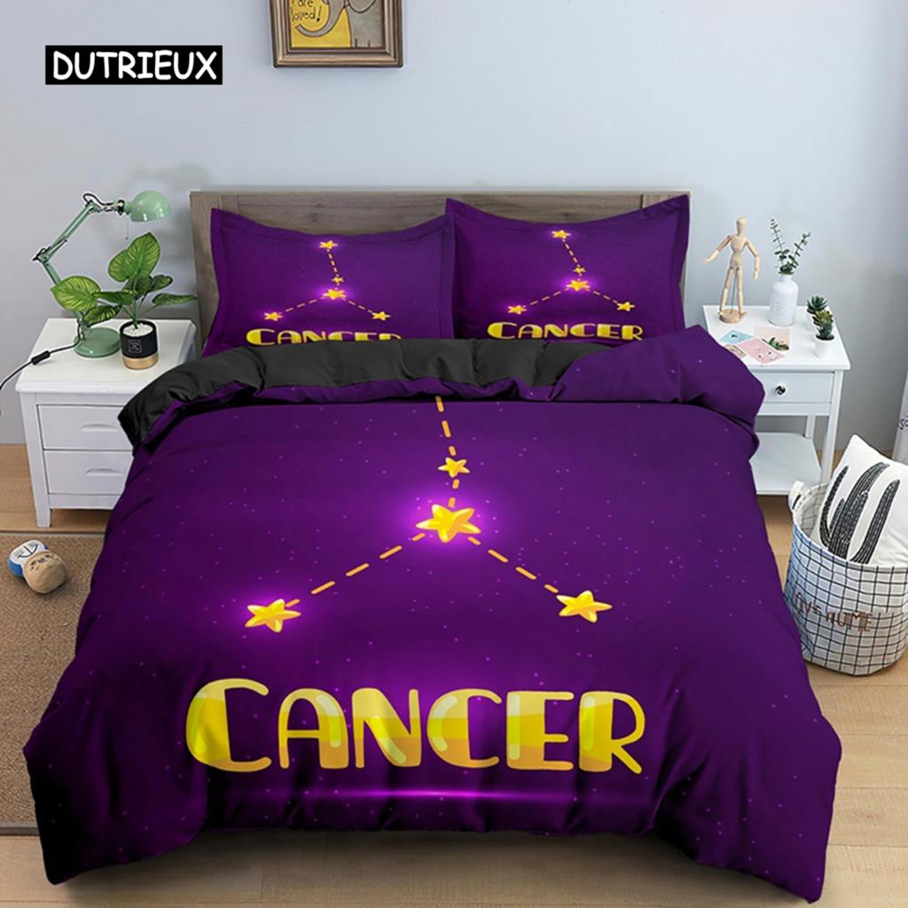 Constellation King Queen Duvet Cover Astrological Bedding Set for Kids Teens Adults Psychedelic Tarot Astrology Soft Quilt Cover