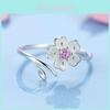 Elegant 925 Sterling Silver Cherry Blossom Ring For Women Stylish Floral Design