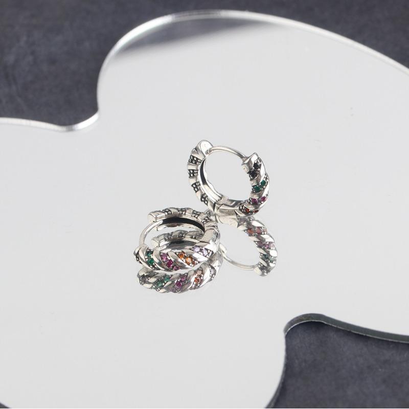 Vintage Colored Diamond Twist Earrings For Men And Women Luxury Zircon Ear Buckles