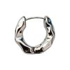 Metal Texture Small Circle Silver Ear Clip for Women, Irregular Niche Design, Daily Ear Stud Accessory