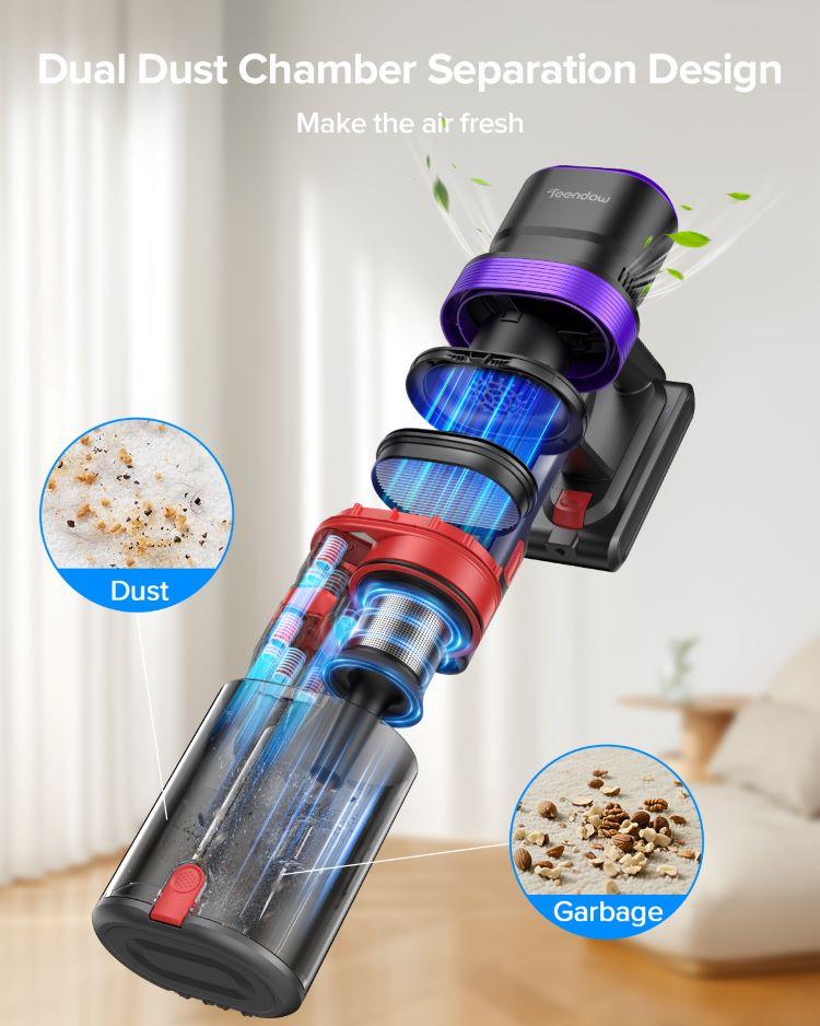 Teendown V20  Cordless Vacuum Cleaner 500W Brushless Motor Portable Detachable Vacuum Cleaner For Home Use 40 KPA Powerful Suction