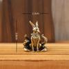 1Pcs Nine Tailed Fox Miniature Figurines Desk Ornament Brass Mythical Fox Statue Mini Copper Animal Sculpture Home Decor Crafts