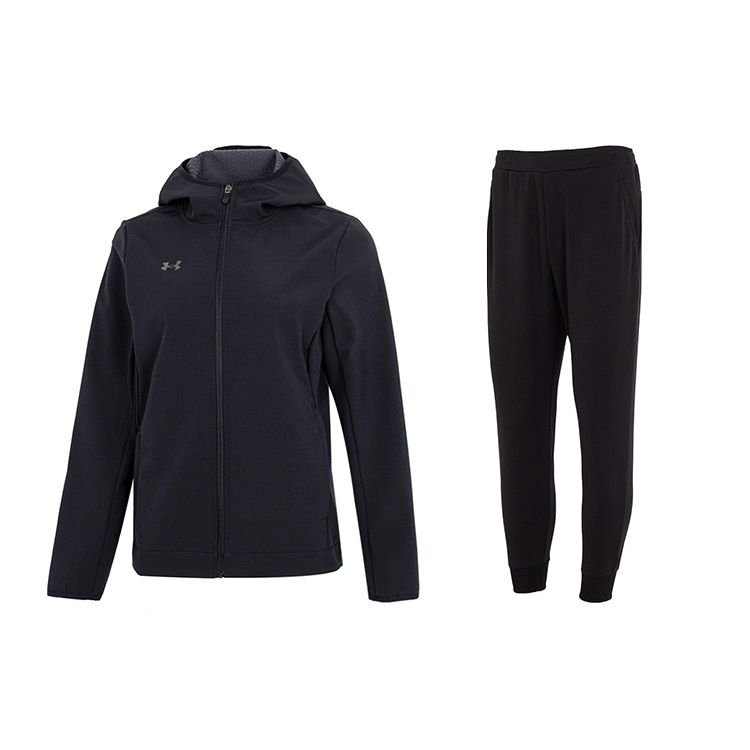 

Under Armour Куртка с логотипом и зауженными брюками, повседневный комплект, женские комплекты, черный цвет 22600402-001+23600704-001 S