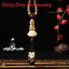 Style Car Hanging Ornament With White Lotus And Deity Symbols In Yellow Boxwood For Gift