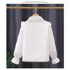 Girls' White Long Sleeve Shirt - Spring/Autumn 2025 Collection for Children