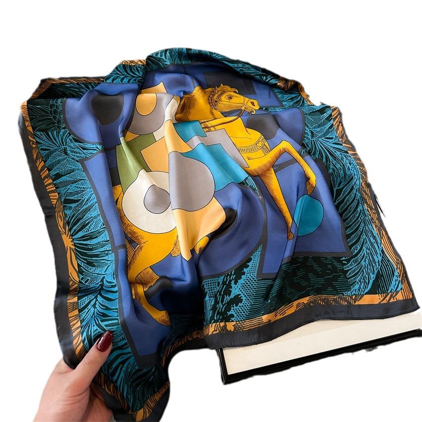 Pferdeseidenschal Leichter Luxus-Damenschal Simulationsseide Kleiner quadratischer Schal 70 cm Sonnenschutzschal