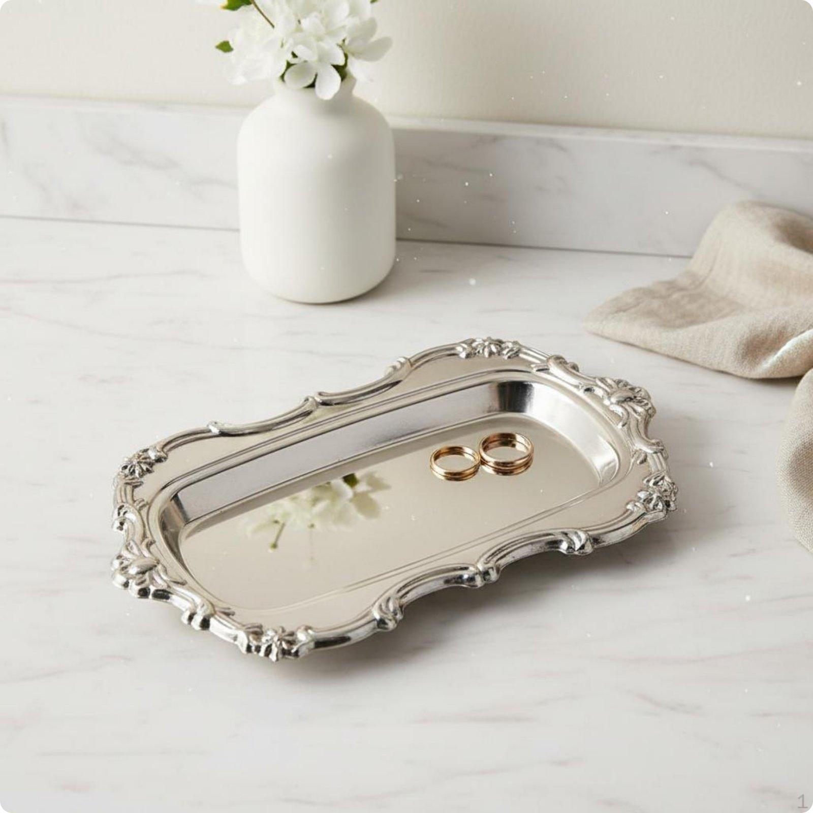 Decorative Tray Embossed Rectangular Serving Ornate Household Tableware