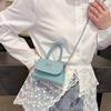2025 New Bow High-end Fairy Simple High-value Shoulder Messenger Bag Silk Thread Shiny Small Square Bag