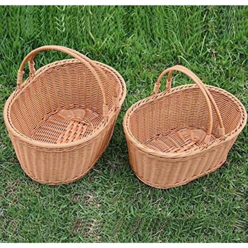 GrnArt Picnic Basket, Handwoven Wicker Basket, Washable, with Two Handles, Fruit Basket, Small Organizer, Stylish, Natural Material, Perfect for Fruit