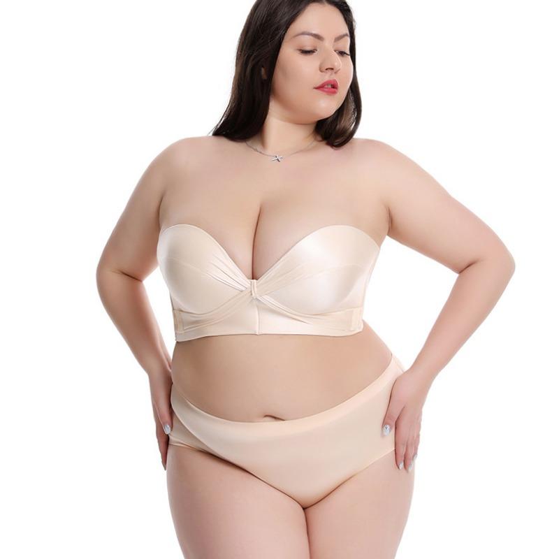 Large Size Strapless Bra Cross Non-slip Wrap Chest Seamless Gathered Women's Tube Top Large Chest Small Bra
