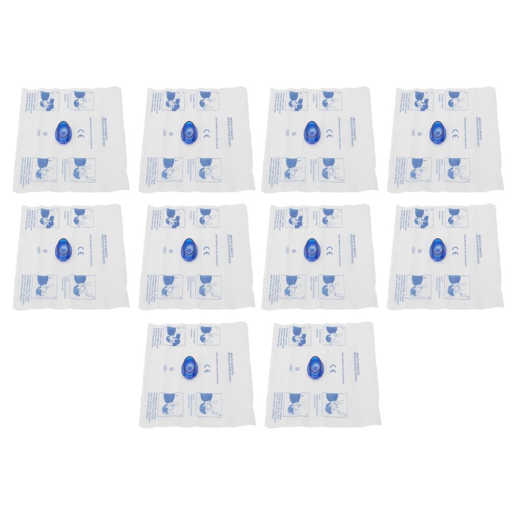 10pcs Disposable Cardiopulmonary Resuscitation Barrier Face Shield with One Way Valve for Training
