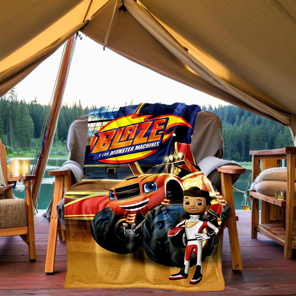 1pc Monster Machines Blaze Outdoor Blanket Lightweight Flannel, Soft & Warm, All-Season Use for Sofa, Outdoor, Camping, Living Room, Office062