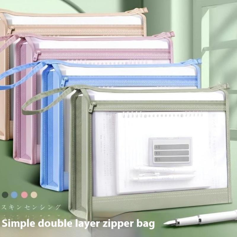 Transparent Zipper Mesh Document Storage Bag With Double Zip-Spacious Portable Handmade Storage Bag