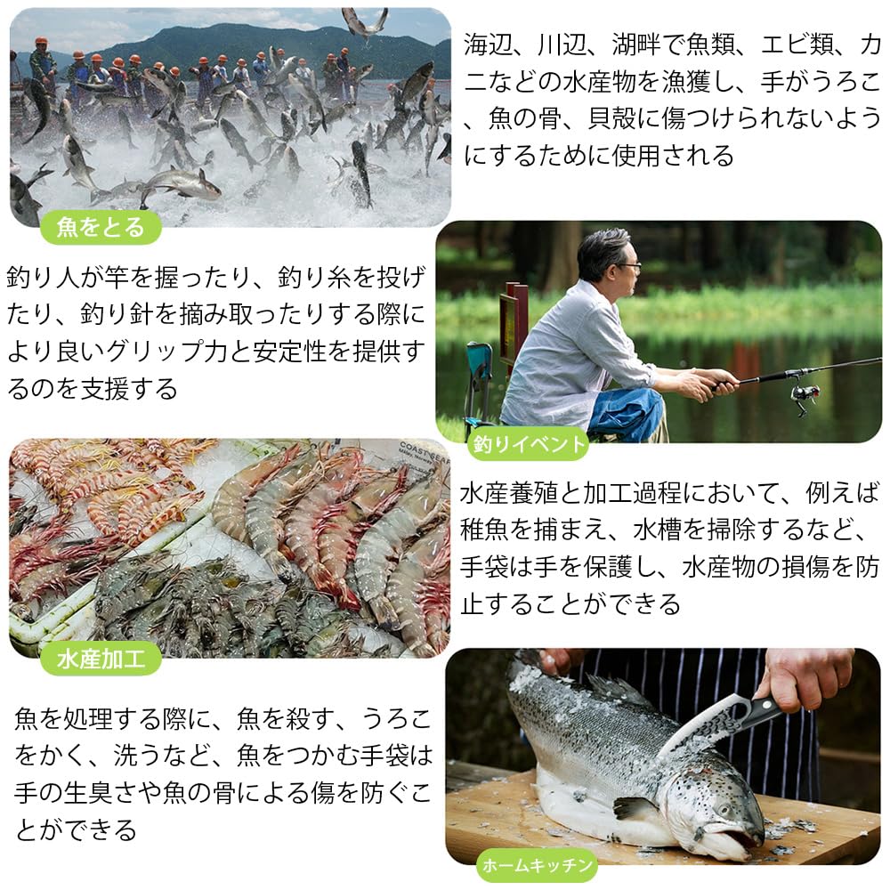 Selinear Fishing Gloves, Non-Slip Latex Material, Abrasion Resistant, Puncture Resistant, Cut Protection, Stab Protection, Waterproof, with Magnetic