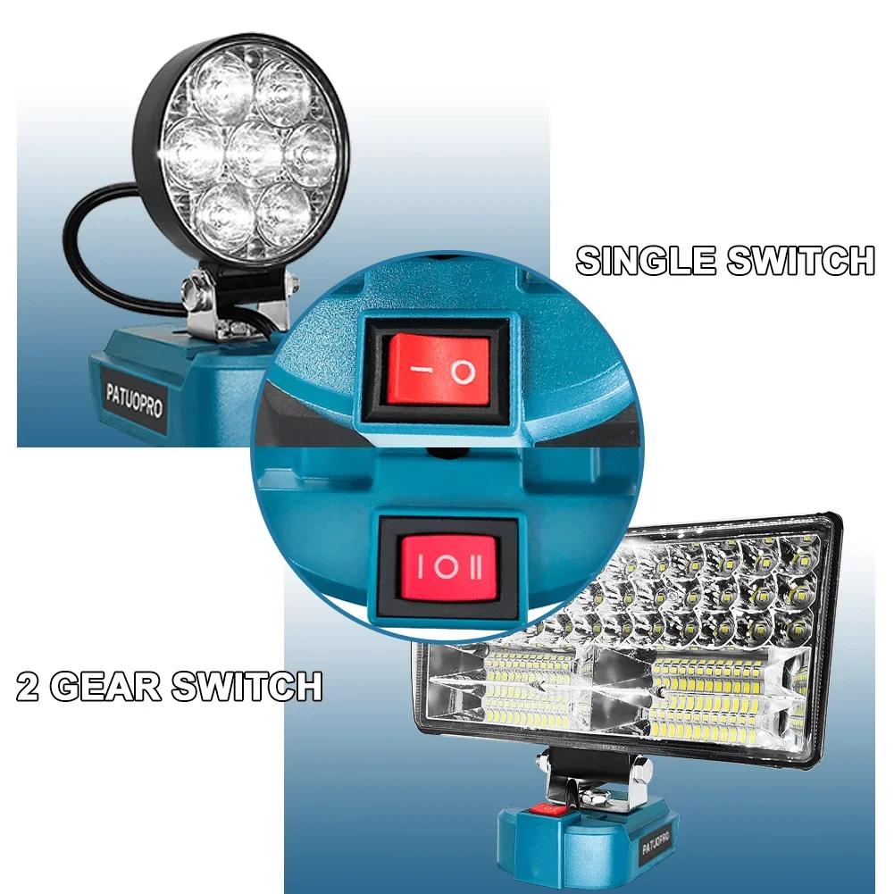 Wireless LED Work Light Portable Jobsite Light Spotlight Lamp Flood Light Flashlight Fit Makita 18v Battery (No Battery)