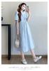 Summer 2026 Maternity Dress with Butterfly Embroidery and Lace Trim