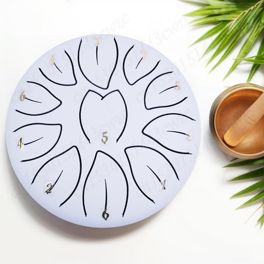 6 Zoll 11 Töne Handpan-Trommel mit Trommeltasche, Notenbuch, Trommelschlägel, Fingerpicks, Schlaginstrumente, Klangheilungsinstrumente