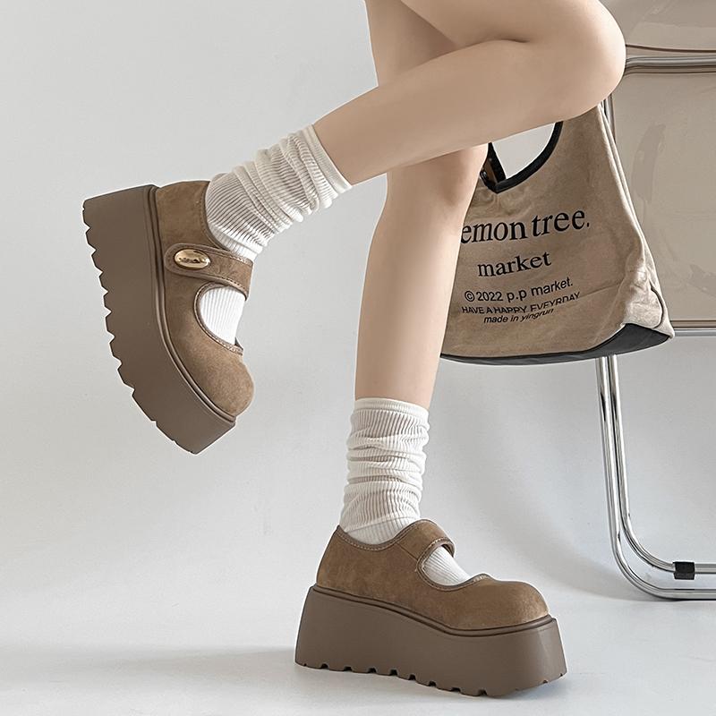 Platform Thick Bottom JK Women Mary Jane Shoes Elegant Buckle Dress Spring Autumn Single Footwear