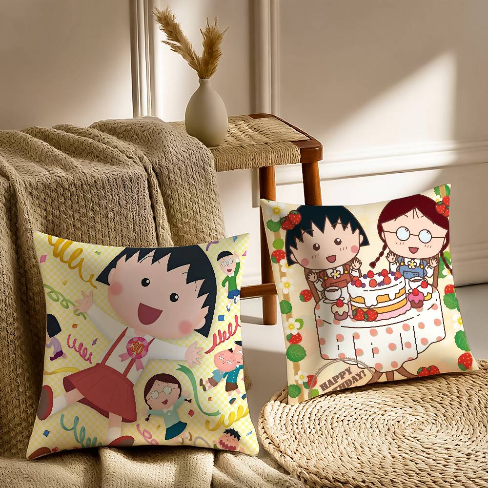 Cute Anime C-Chibi Maruko-chan-MT Pillow Case Printed Brushed Fleece Pillow Baby Skin-Touch Eco-Friendly Dye-Sublimat