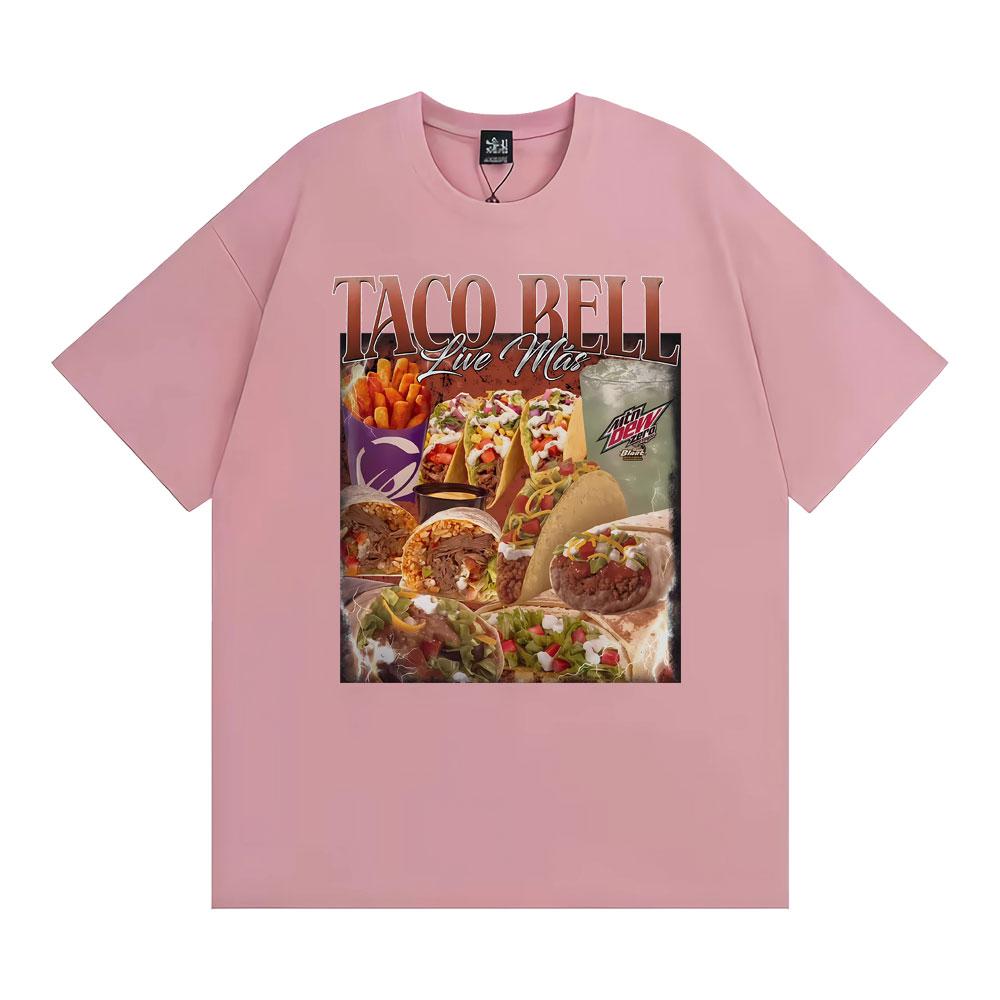 T-shirt Unisex in Cotone Stile Vintage Anni '90 Taco Bell Uomo Donna Moda Streetwear Magliette Casual Cotone Manica Corta Top