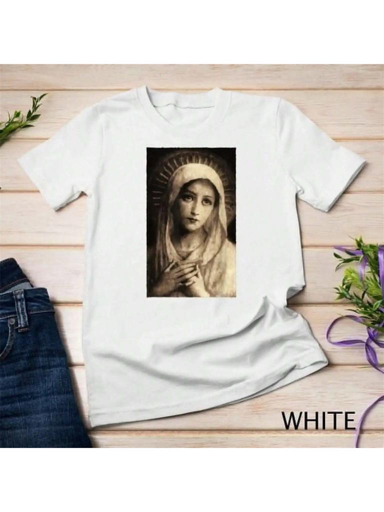 Virgin Mary Maria Catholic Painting T Shirt