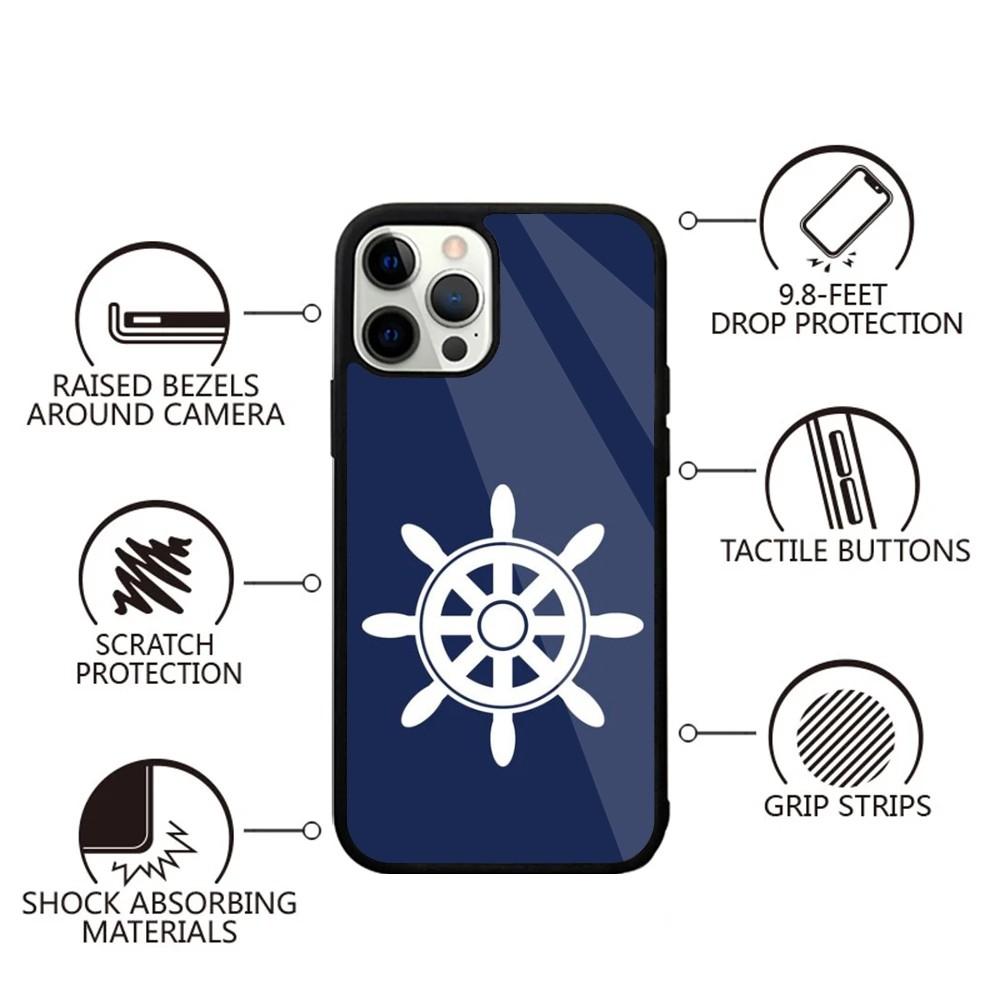 Anchor Compass Nautical Sailor Phone Case For iPhone 15,14,13,12,11,Plus,Pro,Max Mini Magsafe Magnetic Wireless Charging