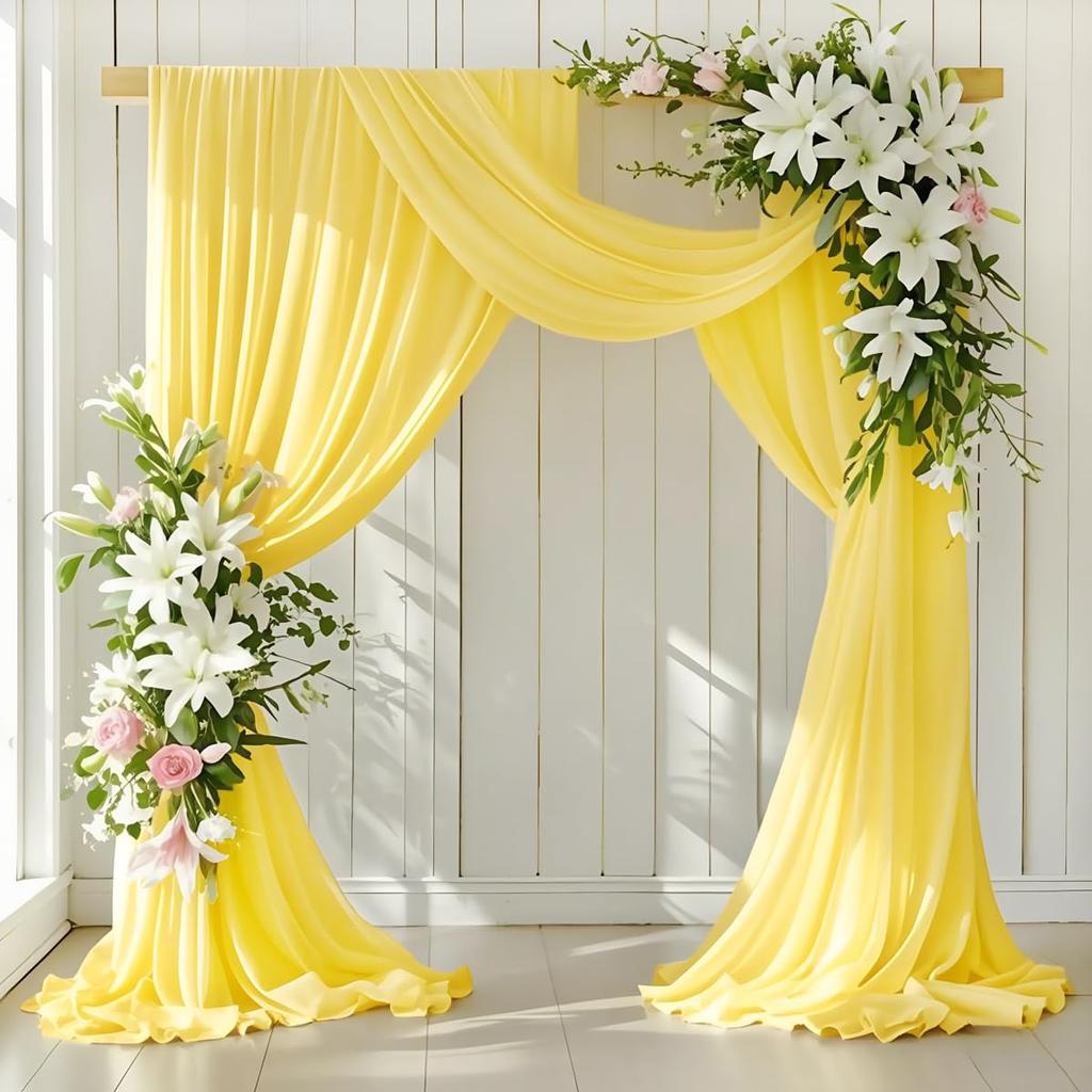 Wedding Arch Draping Fabric, Sheer Chiffon Arch Drape for Bridal Shower Backdrop Outdoor Party Arches Church Ceremony Decoration