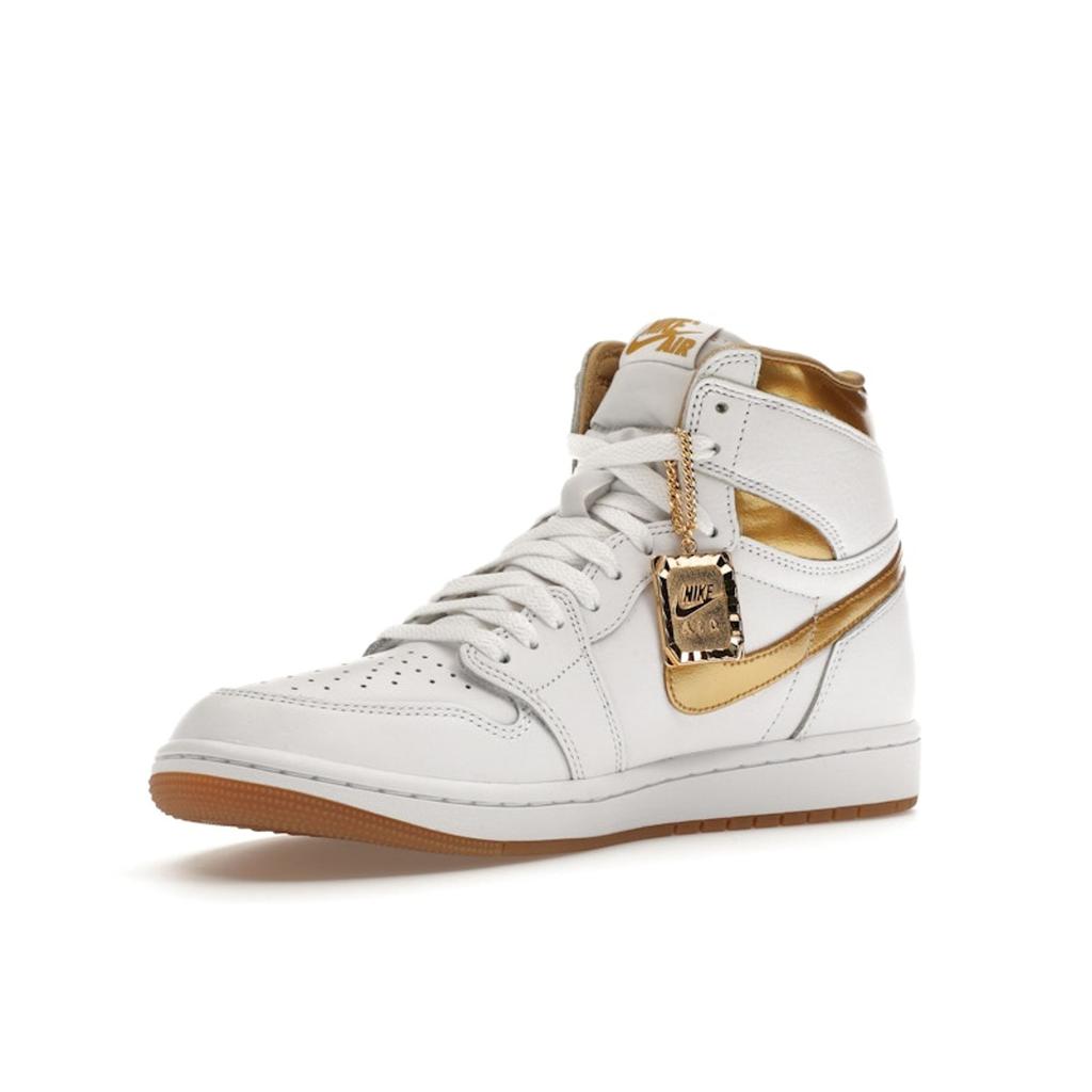 Air Jordan 1 Retro High OG Metallic Gold Women Sneakers White Gum-Light-Brown FD2596-107