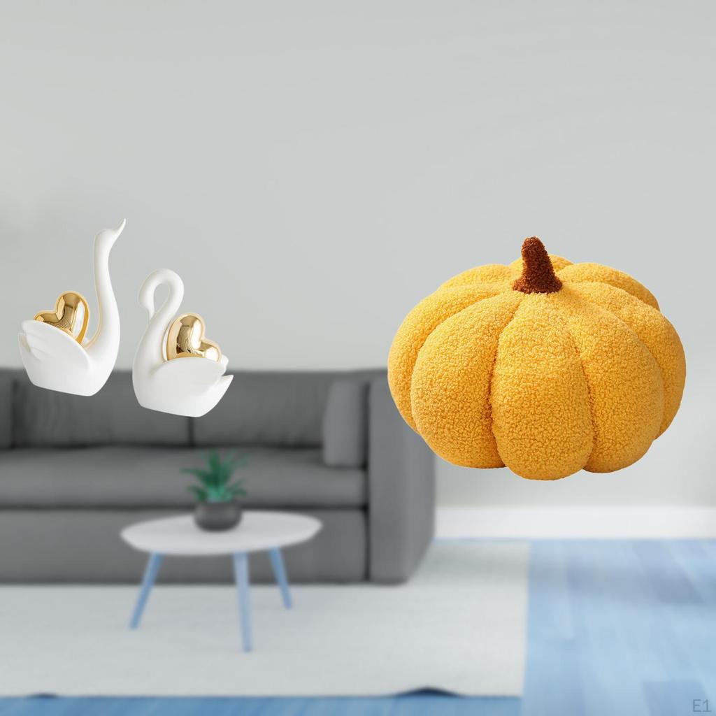 Swan Pumpkin Figurines Tabletop Ornament Decorative Sofa Cushion Art Crafts Couple's Decor for
