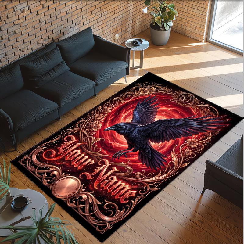 Space Cosmic Theme Crystal Velvet Rug Personalized Custom Name Text Soft Floor Mat Home Decor