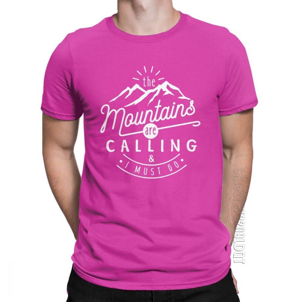 Men The Mountains Are Calling And I Must Go TShirt Hiking Climbing T Shirt Holiday Funny O Neck Clothes 100 Cotton Tees