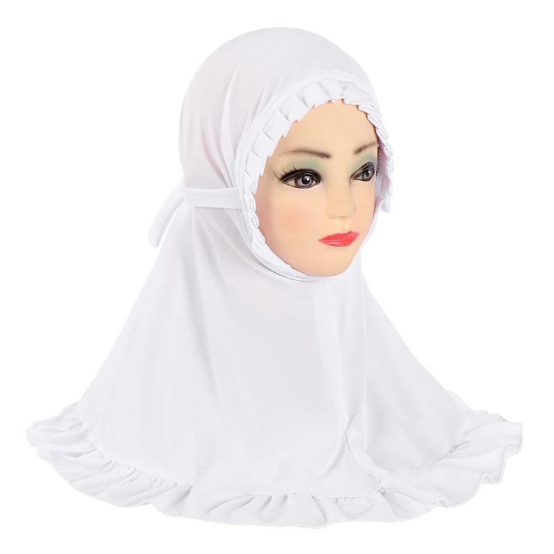 

1 шт. Мусульманские детские цельные шапочки-тюрбаны из ледяного шелка для девочек и детей, хиджаб, исламский головной платок белый
