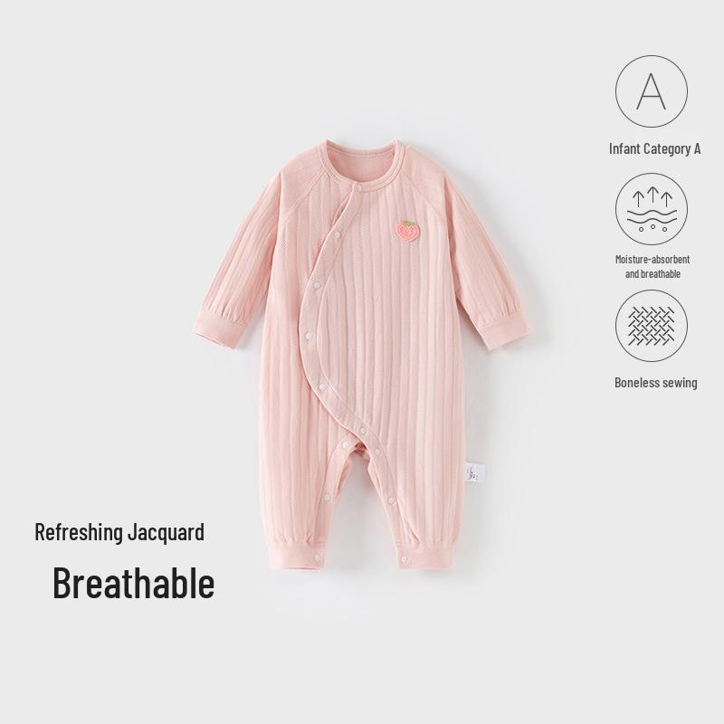 Unisex Pure Cotton Newborn Long Sleeve Bodysuit for Spring and Autumn