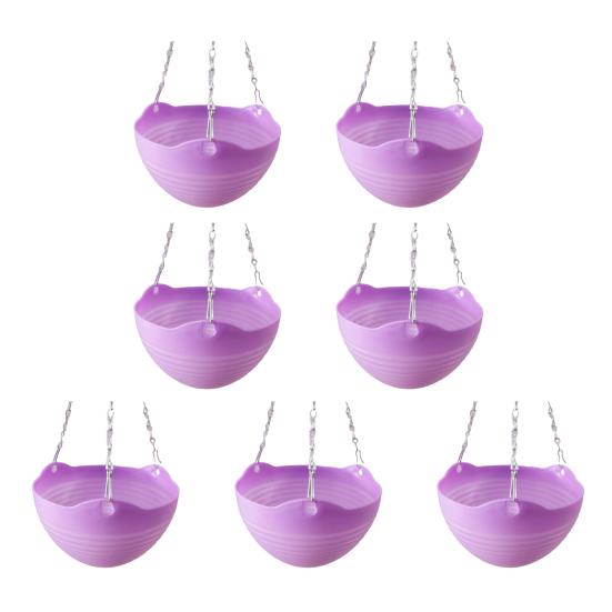 7 Stück Hängepflanzgefäße Blumentöpfe mit Drainagelöchern und Metallketten Hängende Kunststoff-Blumentöpfe für den Innen- und Außenbereich