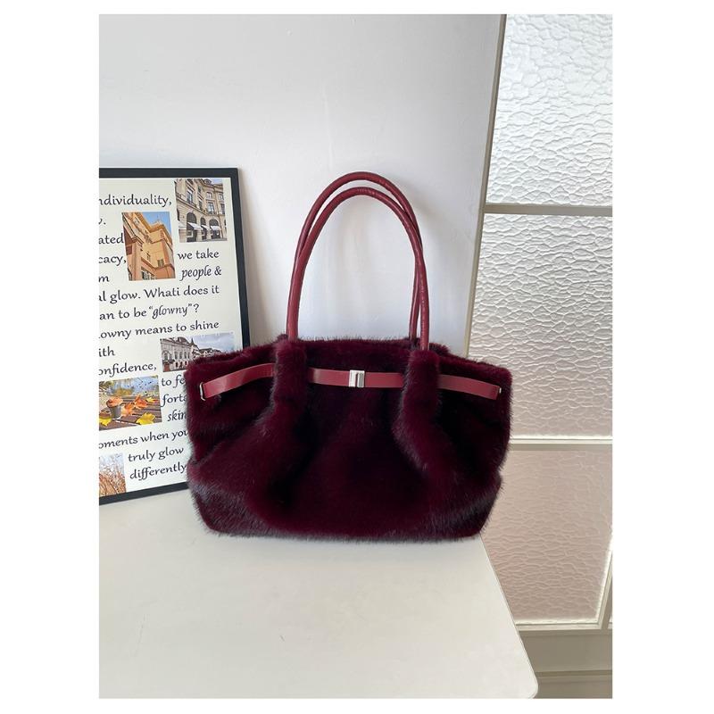 Winter Limited Edition Design Fluffy Tote Bag for Commuting, Single-shoulder Handbag