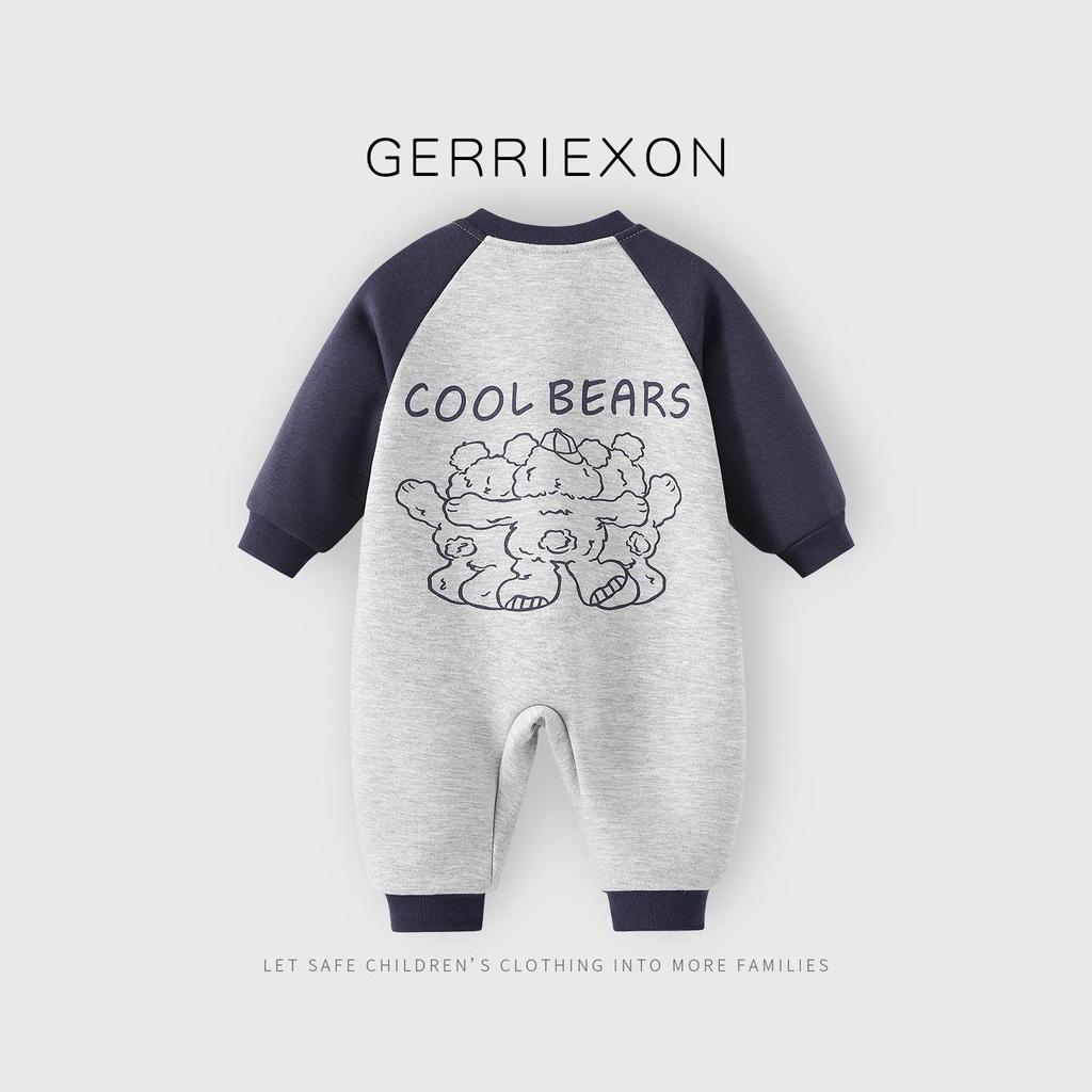 Infant Warm Velvet Jumpsuit - Autumn/Winter Long Sleeve Romper for Outdoor Play