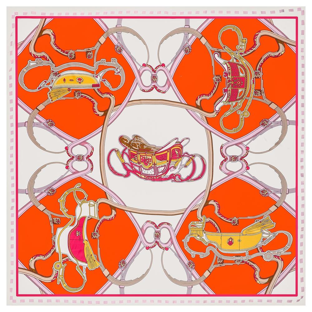 Silk Scarf Women Large Shawls Chain Tassel Carriage Stoles Square Bandana Luxury Kerchief Hijab Scarf Female Foulards 130CM