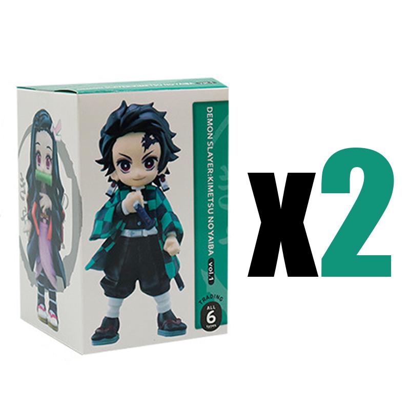 Anime Demon Slayer Kimetsu No Yaiba Multiform Figure Blind Box Beans Tanjiro Action Figure Warrior PVC Model Christmas Gift