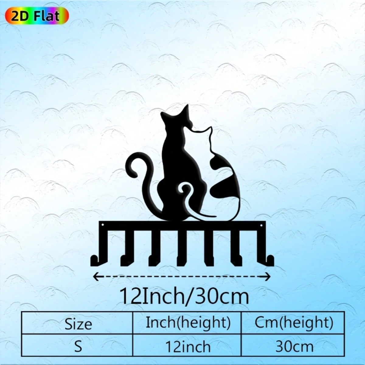 

Modern Cat Silhouette Key Holder Wall Mount 7 Hook Space Saving Entryway Gift 29x30