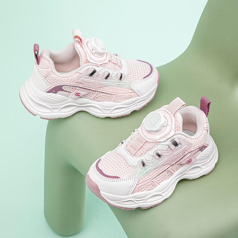 Kids Breathable Mesh Sneakers Rotary Buckle Chunky Lightweight Sports Shoes Casual Walking Running Shoes For Boys Girls Spring Autumn