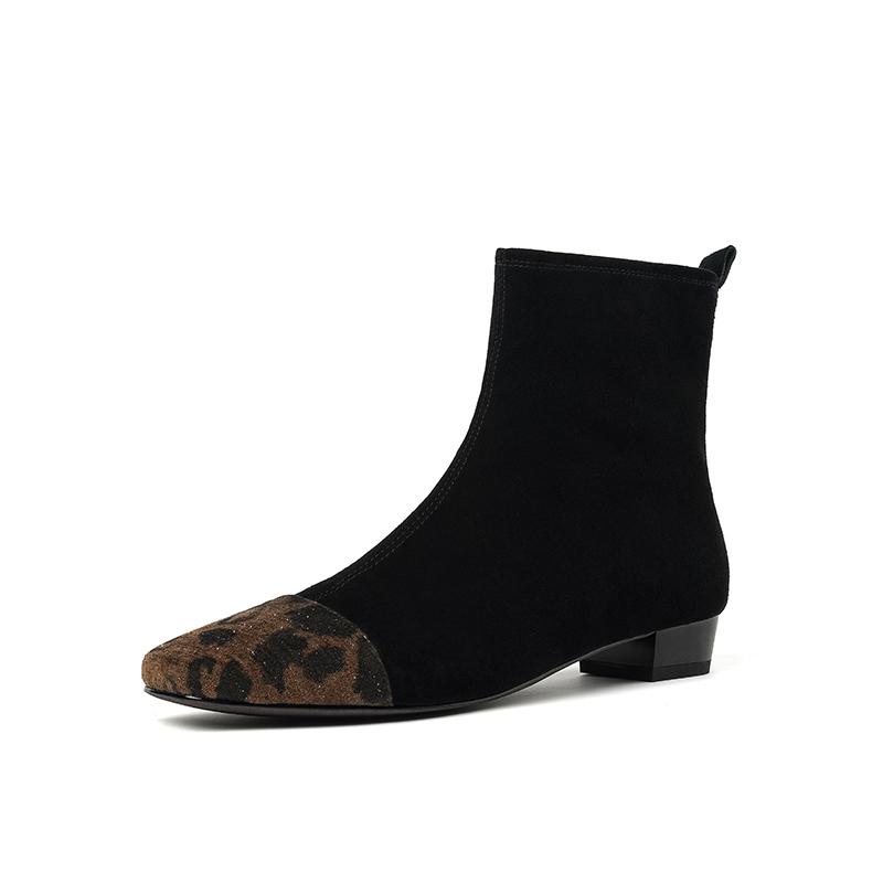 Fashion 2025 NEW Autumn Women Boots Kid Suede Women Shoes Square Toe Chunky Heel Concise Western Chelsea Boots Modern Boots Ladies Shoes