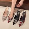 Fashion Classic Elegant Slingback Sandals Women Rhinestone Buckle Back Strap High Heels Summer Sexy Party Dress Shoes Ladies Pumps