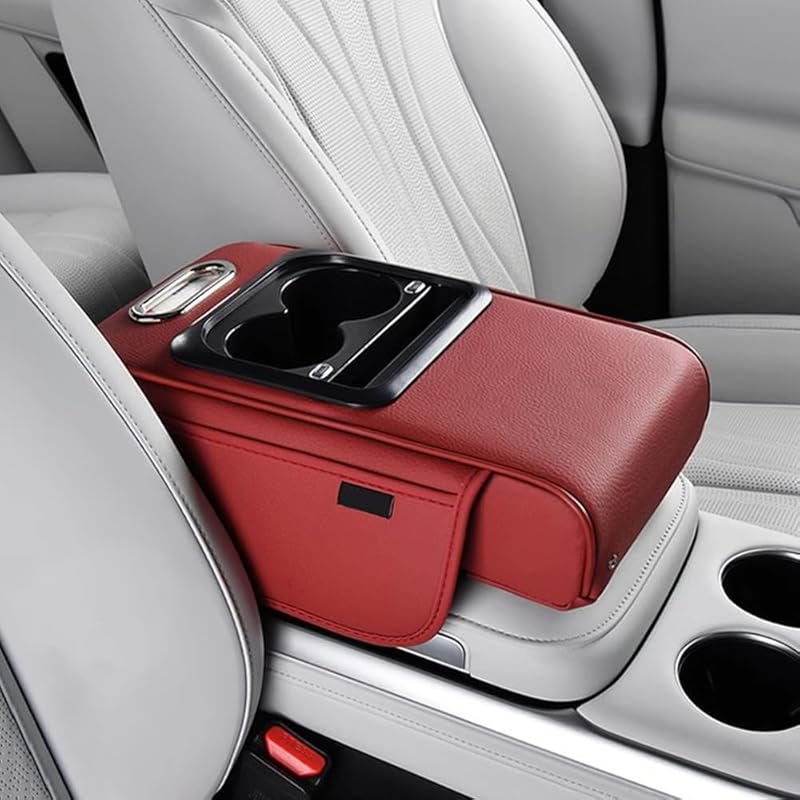 Multifunctional PU Leather Car Armrest Box Mat, 2026 New Universal Car Armrest, Durable Center Console Organizer for Family Travel, Portable Cars