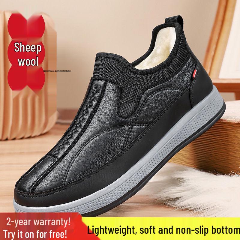 Men's Winter Fleece-Lined Waterproof Slip-On Cotton Boots | Non-Slip and Warm